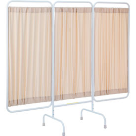 R&B Wire Three Panel Stationary Designer Antimicrobial Privacy Screen Beige PSS-3/AM/BGF