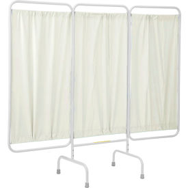R&B Wire Three Panel Stationary Antimicrobial Medical Privacy Screen Cream PSS-3/AML/C