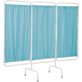 R&B Wire Three Panel Stationary Antimicrobial Medical Privacy Screen Gray Green PSS-3/AML/GG