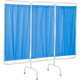 R&B Wire Three Panel Stationary Antimicrobial Medical Privacy Screen Periwinkle Blue PSS-3/AML/PB