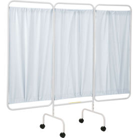 R&B Wire Three Panel Mobile Medical Privacy Screen White PSS-3C