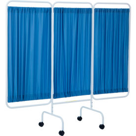 R&B Wire Three Panel Mobile Designer Antimicrobial Privacy Screen Blue PSS-3C/AM/BF
