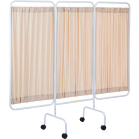 R&B Wire Three Panel Mobile Designer Antimicrobial Privacy Screen Beige PSS-3C/AM/BGF
