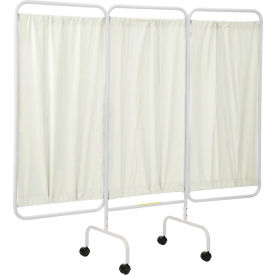 R&B Wire Three Panel Mobile Antimicrobial Medical Privacy Screen Cream PSS-3C/AML/C