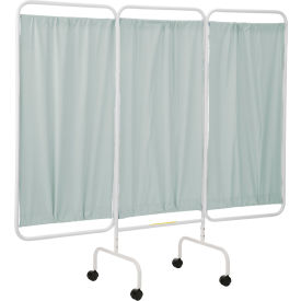 R&B Wire Three Panel Mobile Antimicrobial Medical Privacy Screen Gray Green PSS-3C/AML/GG