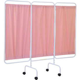 R&B Wire Three Panel Mobile Antimicrobial Medical Privacy Screen Mauve PSS-3C/AML/M