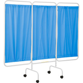 R&B Wire Three Panel Mobile Antimicrobial Medical Privacy Screen Periwinkle Blue PSS-3C/AML/PB