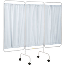 R&B Wire Three Panel Mobile Antimicrobial Medical Privacy Screen White PSS-3C/AML/WHT