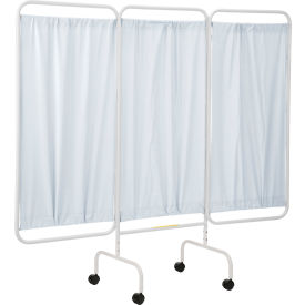 R&B Wire Three Panel Mobile Medical Privacy Screen White USA Made PSS-3CUS