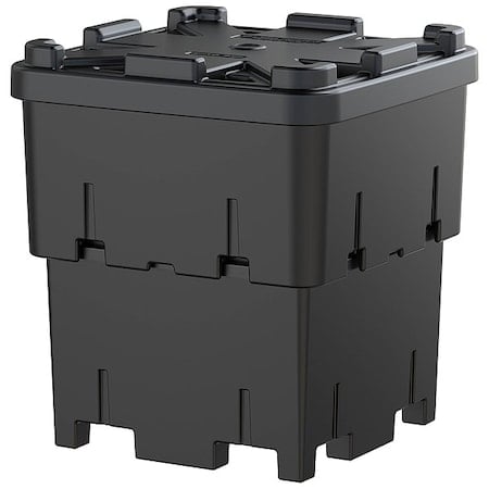 Stackable Bulk Containers with Lids 33 cu ft Volume Cap., 44 in L, 44 in W, 48 1/2 in H, HDPE MPN:ROTO-920/BLK