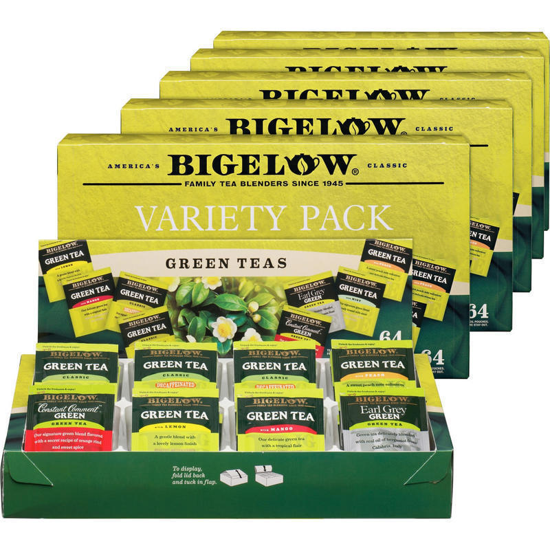 Bigelow Assorted Flavor Tray Pack Green Tea Bag - Green Tea - 64/Box - 6 / Carton MPN:30568CT