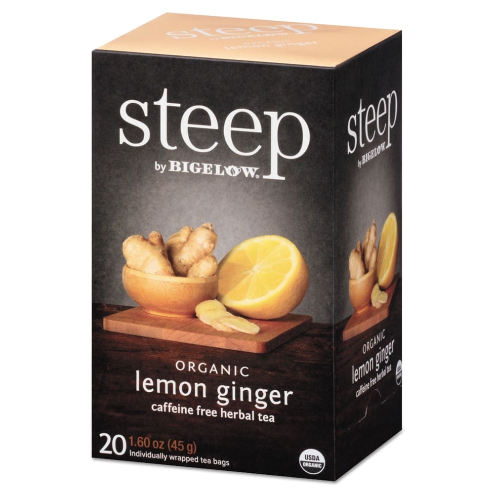 Bigelow Steep Tea, Lemon Ginger, 1.6 Oz, Box Of 20 Tea Bags MPN:RCB17704