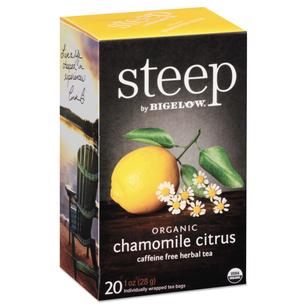 Bigelow Steep Tea, Chamomile Citrus Herbal, 1 Oz, Box Of 20 Tea Bags MPN:RCB17707