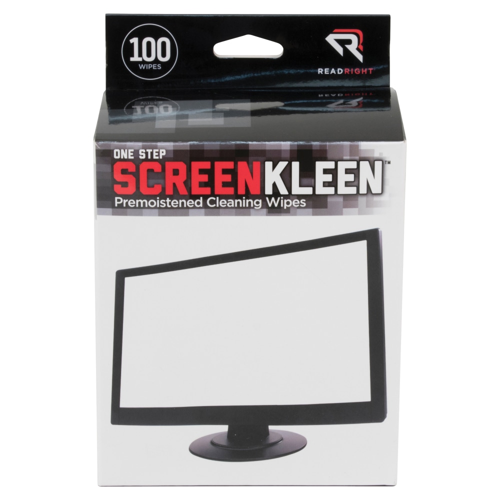 Advantus Read/Right One-Step Screen Cleaning Wipes - For Display Screen - Streak-free, Anti-static - 100 / Box (Min Order Qty 4) MPN:RR1309