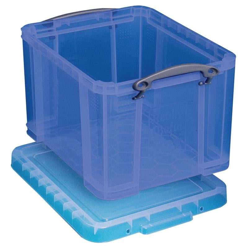 Really Useful Box Plastic Storage Container With Built-In Handles And Snap Lid, 32 Liters, 12in x 14in x 19in, Blue (Min Order Qty 3) MPN:32TB