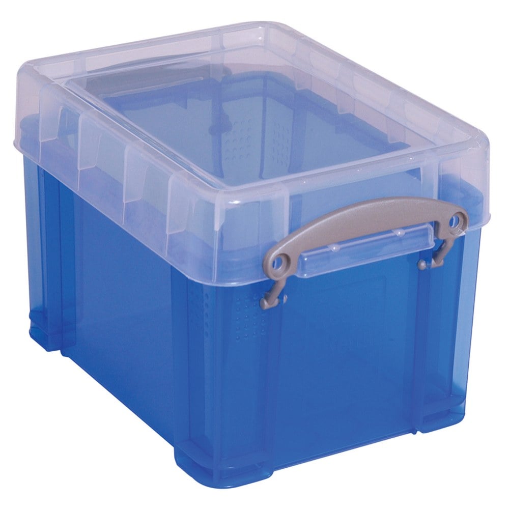 Really Useful Box Plastic Storage Container With Built-In Handles And Snap Lid, 3 Liters, 6 1/2in x 7 1/4in, 9 1/2in x 7 1/4in x 6 1/2in, Blue (Min Order Qty 10) MPN:3TB