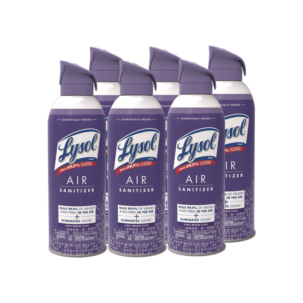 LYSOL Brand Air Sanitizer Spray, Light Breeze Scent, 10 oz Aerosol Can, 6/Carton MPN:19200-99394