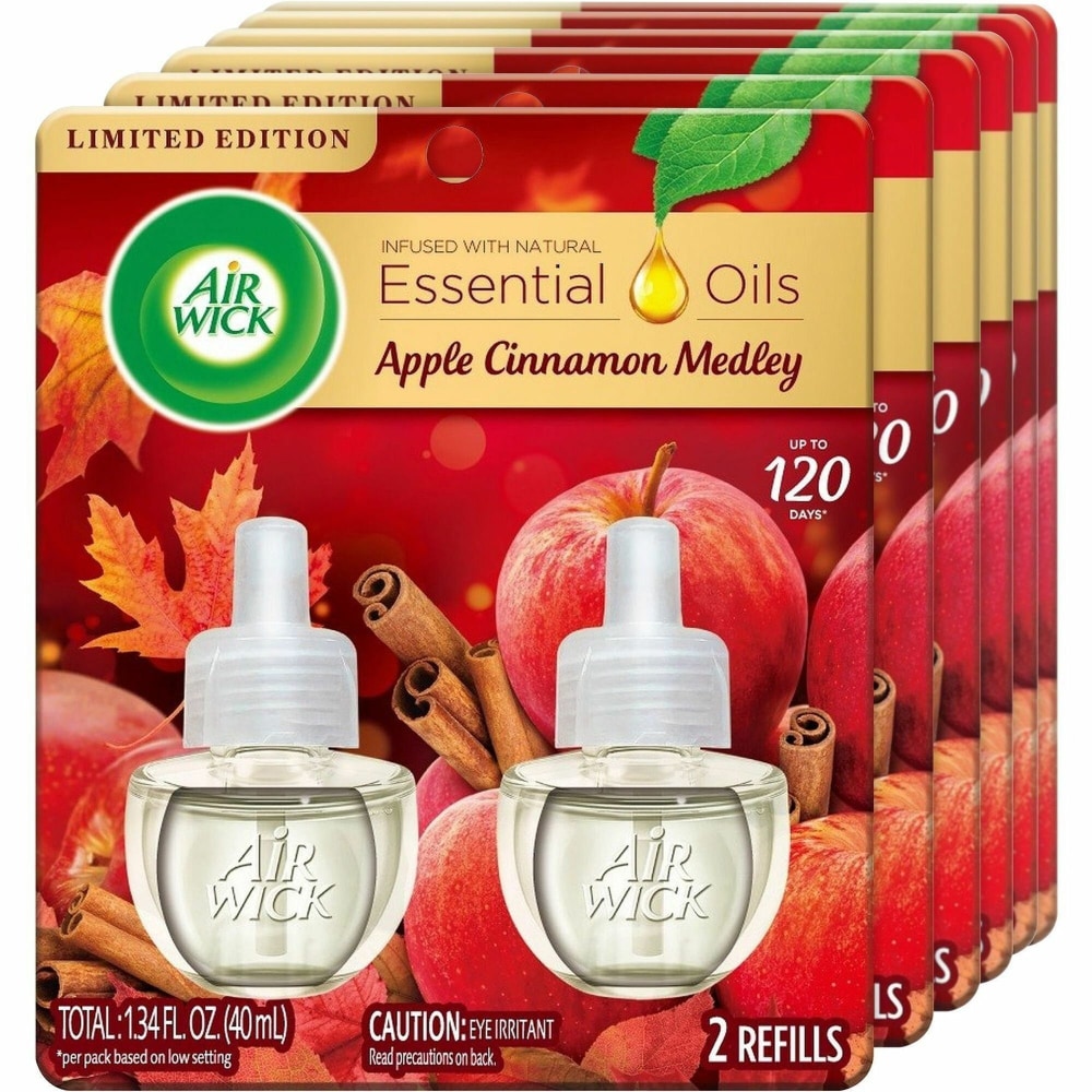 Air Wick Apple Scented Oil - Oil - 0.6 fl oz- Apple Cinnamon Medley - 60 Day - Long Lasting - 2/Pack - 6 / Carton MPN:95499CT