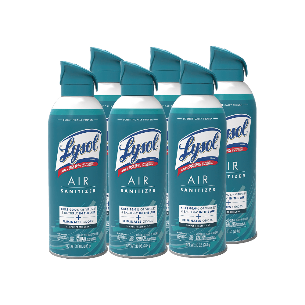 LYSOL Air Sanitizer Spray - Simple Fresh 10 oz., Case of 6 cans MPN:RB99350CT