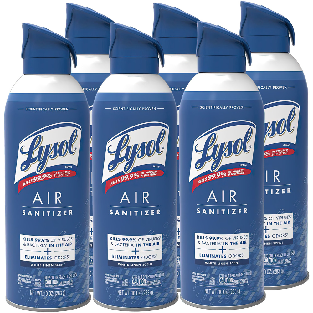 LYSOL Air Sanitizer Spray - White Linen 10 oz., Case of 6 bottles MPN:RB99351CT