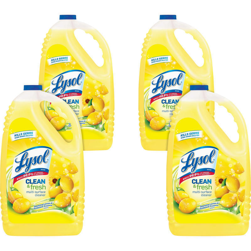 Lysol Clean/Fresh Lemon Cleaner - For Multi Surface - 144 fl oz (4.5 quart) - Clean & Fresh Lemon Scent - 4 / Carton - Yellow MPN:77617CT