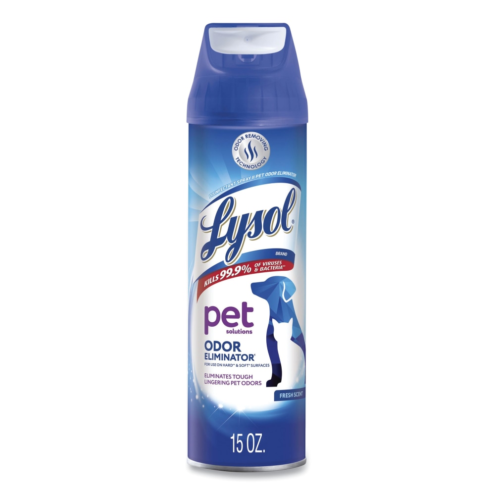 LYSOL Brand Disinfectant Spray II Pet Odor Eliminator, Fresh, 15 oz Aerosol Spray, 12/Carton MPN:19200-99804