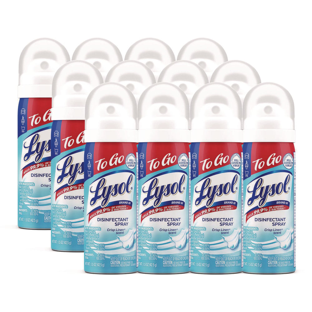 LYSOL Brand Disinfectant Spray To Go, Crisp Linen Scent, 1.5 oz Aerosol Spray, 12/Carton MPN:19200-99923