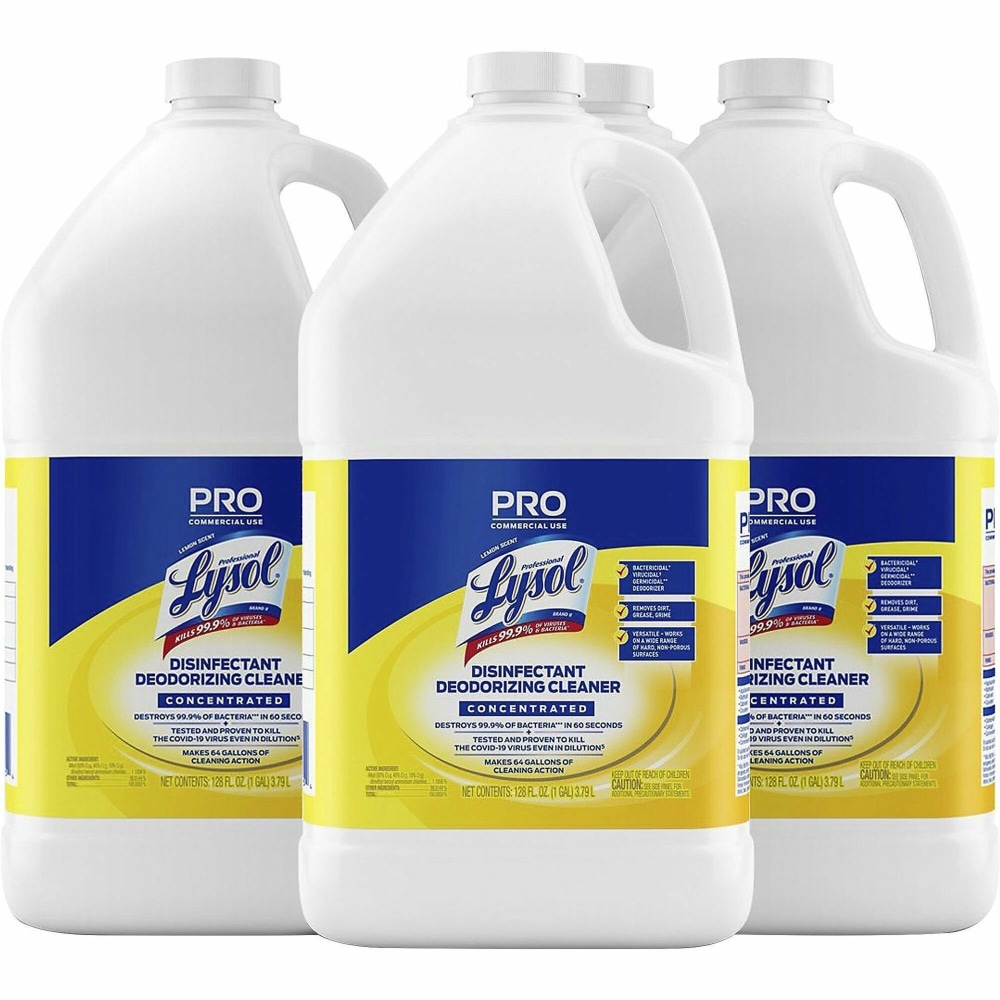 Professional LYSOL Brand Disinfectant Deodorizing Cleaner Concentrate, Lemon Scent, 128oz BTL, 4/CT MPN:19200-99985