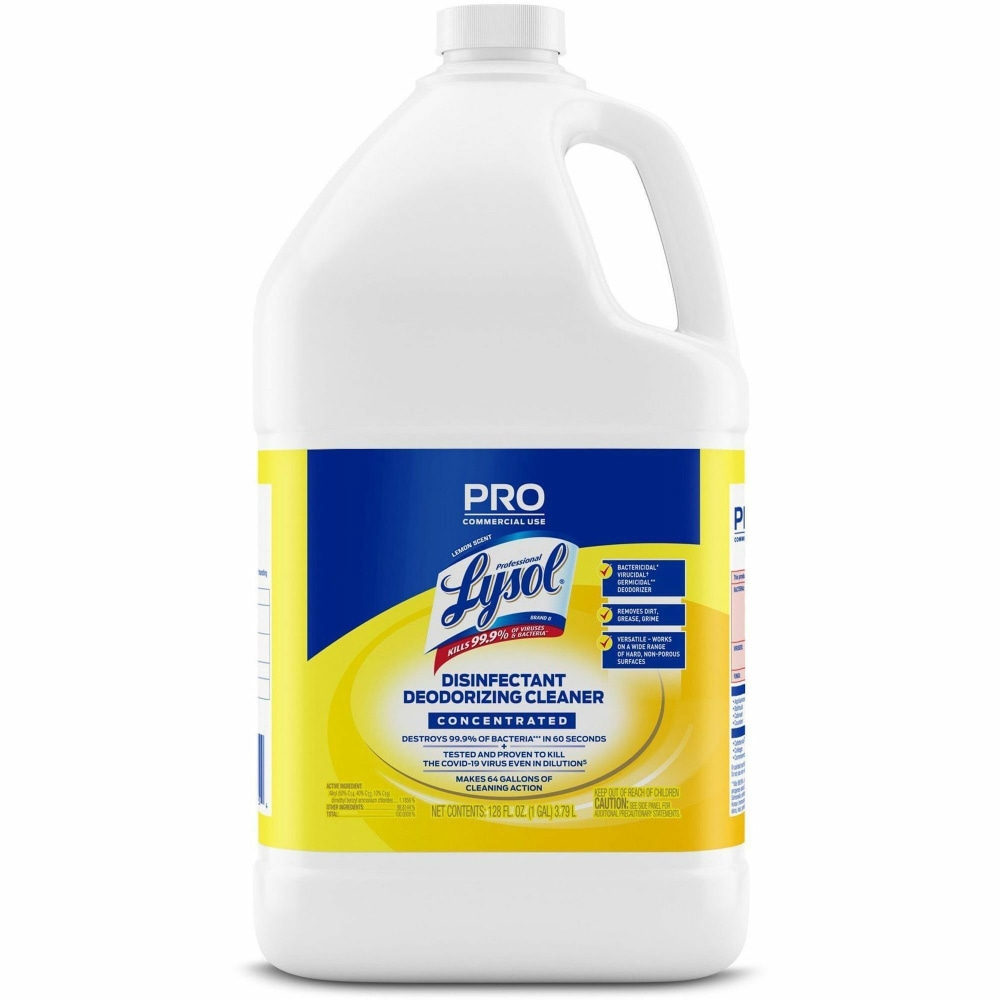 Lysol Deodorizing Cleaner - Concentrate - 128 oz (8 lb) - Lemon Scent - Disinfectant, Deodorize, Versatile - Yellow - 1 Each MPN:19200-99985EA