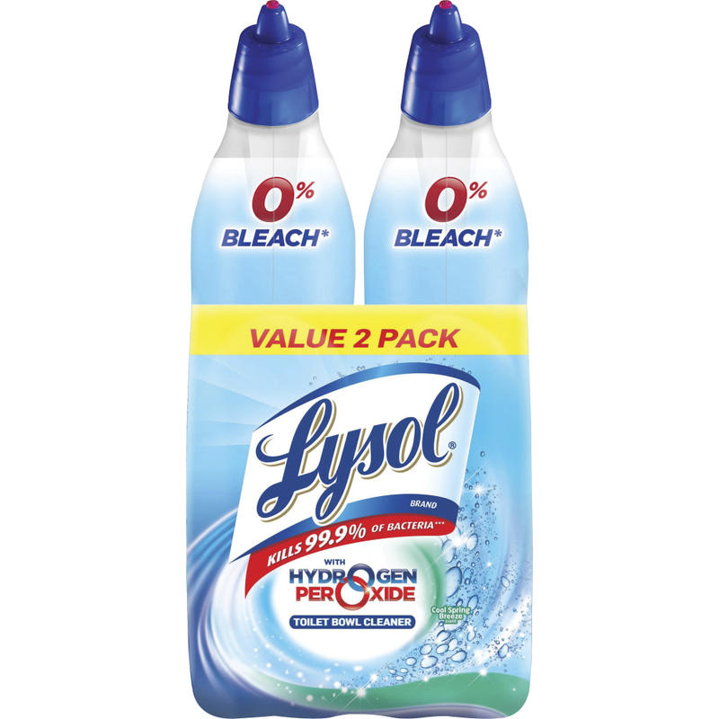 Lysol Hydrogen Peroxide Toilet Cleaner, 24 Oz, Cool Spring Breeze Scent, Pack Of 2 Bottles MPN:96084
