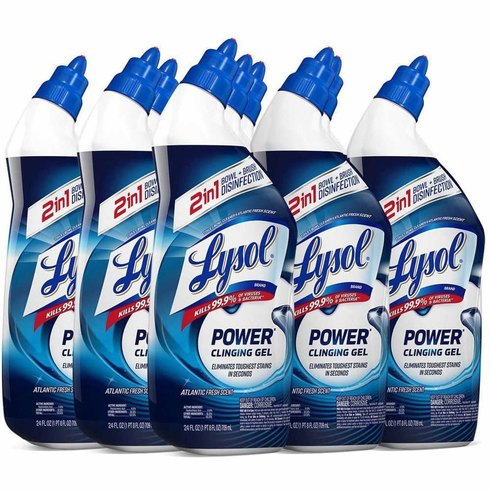Lysol Toilet Bowl Cleaner - 24 fl oz (0.8 quart) - Atlantic Fresh ScentBottle - 9 / Carton - Blue MPN:98012CT