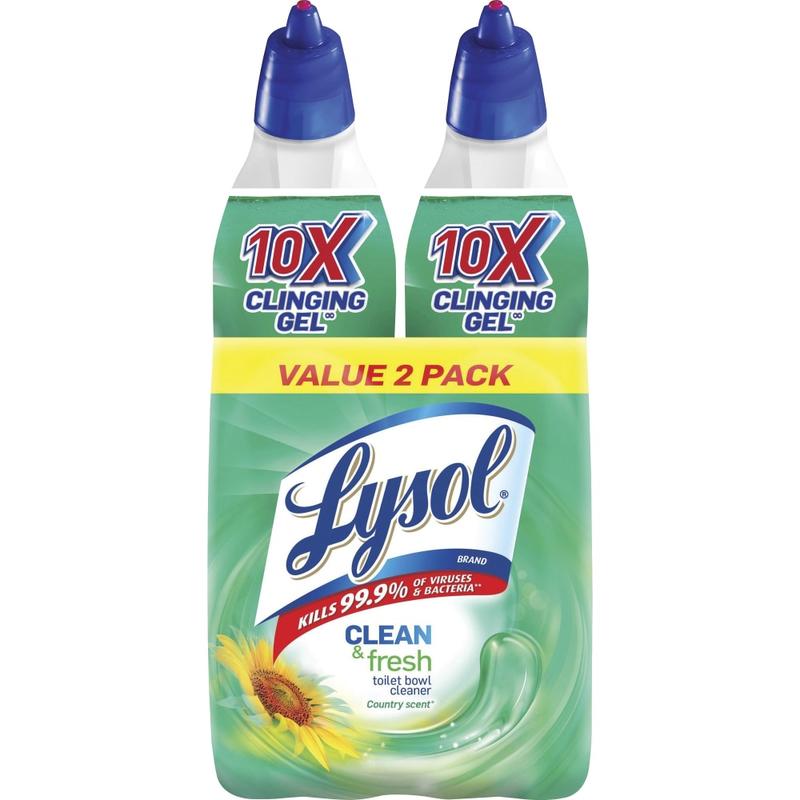 Lysol Clean/Fresh Toilet Cleaner - Ready-To-Use - 24 fl oz (0.8 quart) - Country Scent - Disinfectant - Blue, White - 2/Pack - 4 / Carton MPN:98015CT