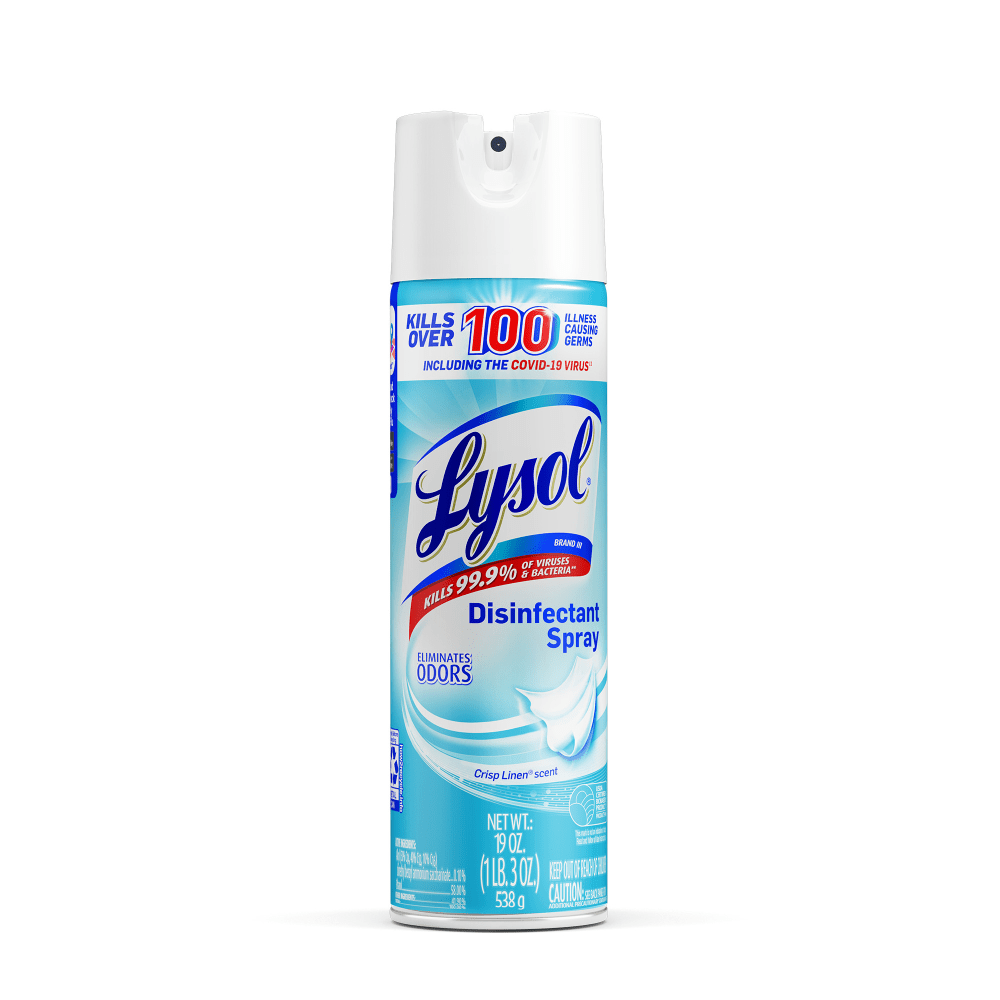 Lysol Crisp Linen Disinfectant Spray - 19 fl oz (0.6 quart) - Crisp Linen Scent - 1 Each - Easy to Use - Clear MPN:RB79329EA
