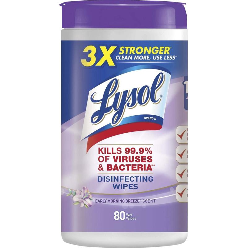 Lysol Early Morning Breeze Disinfecting Wipes - Wipe - Early Morning Breeze Scent - 80 / Canister - 6 / Carton - White