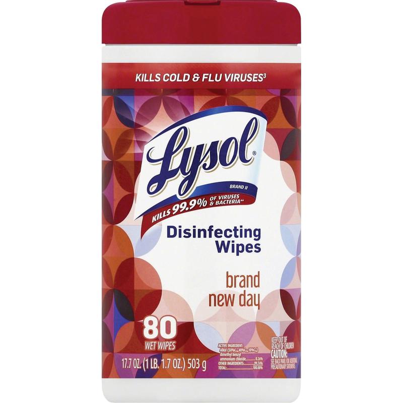 Lysol Designer Tub Disinfecting Wipes, Brand New Day Scent, Canister Of 80 Wipes MPN:RAC97181