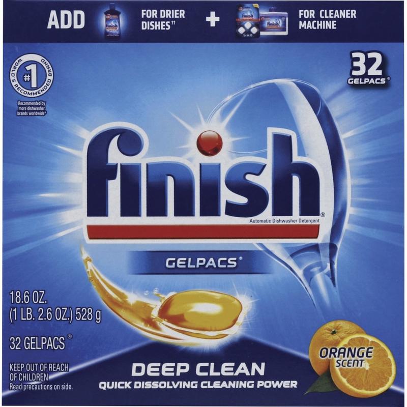 Finish Dishwasher Gel Packs, Orange Scent, 1.3 Oz, Box Of 32 Packs MPN:81053