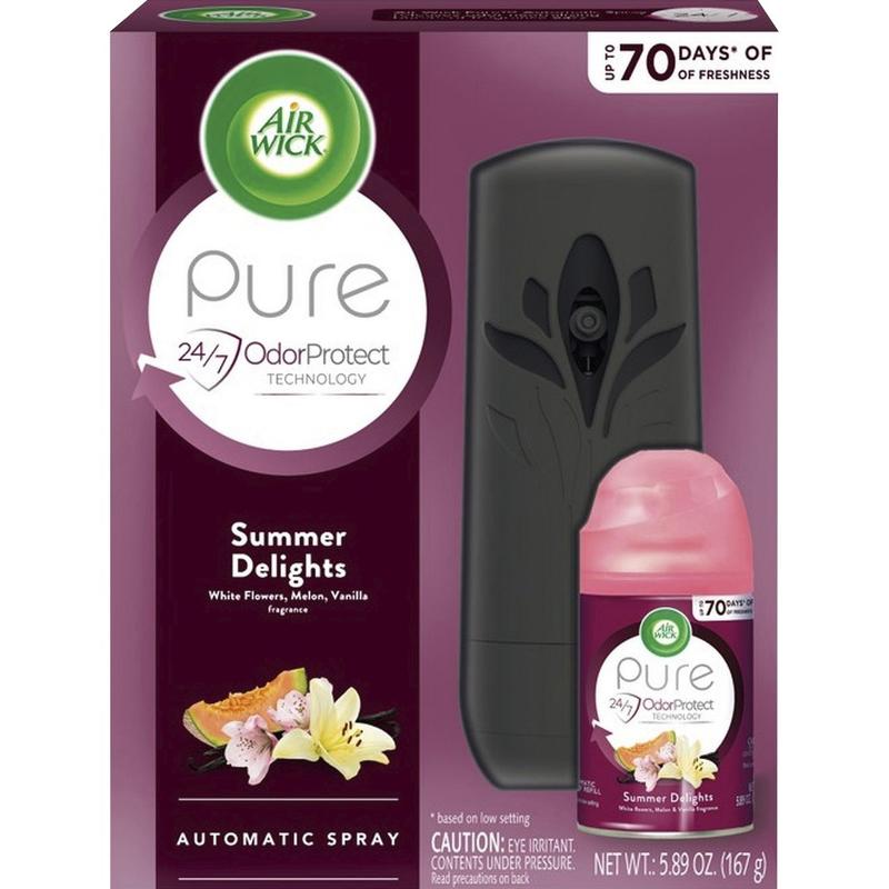 Air Wick Pure 24/7 Summer Air Spray Kit, Spray, Summer Delights, 5.89 Oz, 70 Day, 4 / Carton MPN:88410CT