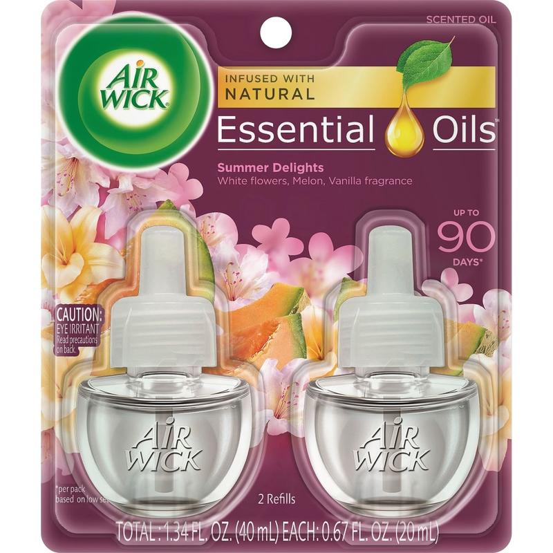 Air Wick Summer Delights Sweet Melon and Subtle Vanilla Scented Oil Warmer Refill, 0.67 oz, 2-Pack MPN:91112