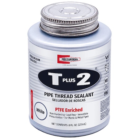 Pipe Thread Sealant 9.6 fl oz, Brush-Top Can, T Plus 2, White, Paste MPN:23551