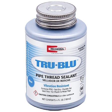 Pipe Thread Sealant 4.8 fl oz, Brush-Top Can, Tru-Blu, Blue, Paste MPN:31631