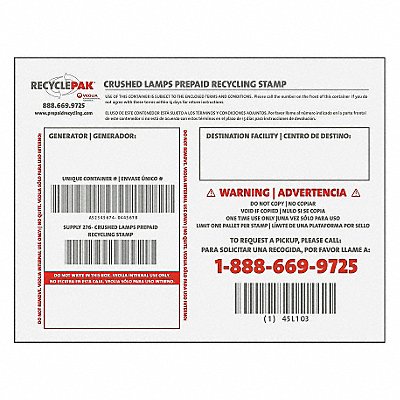 Bulb Recycling Stamp 11 L x 8-1/2 W MPN:SUPPLY-276