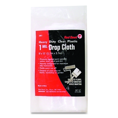 9'X12' 1.0MIL. Plastic Drop Cloth MPN:3961