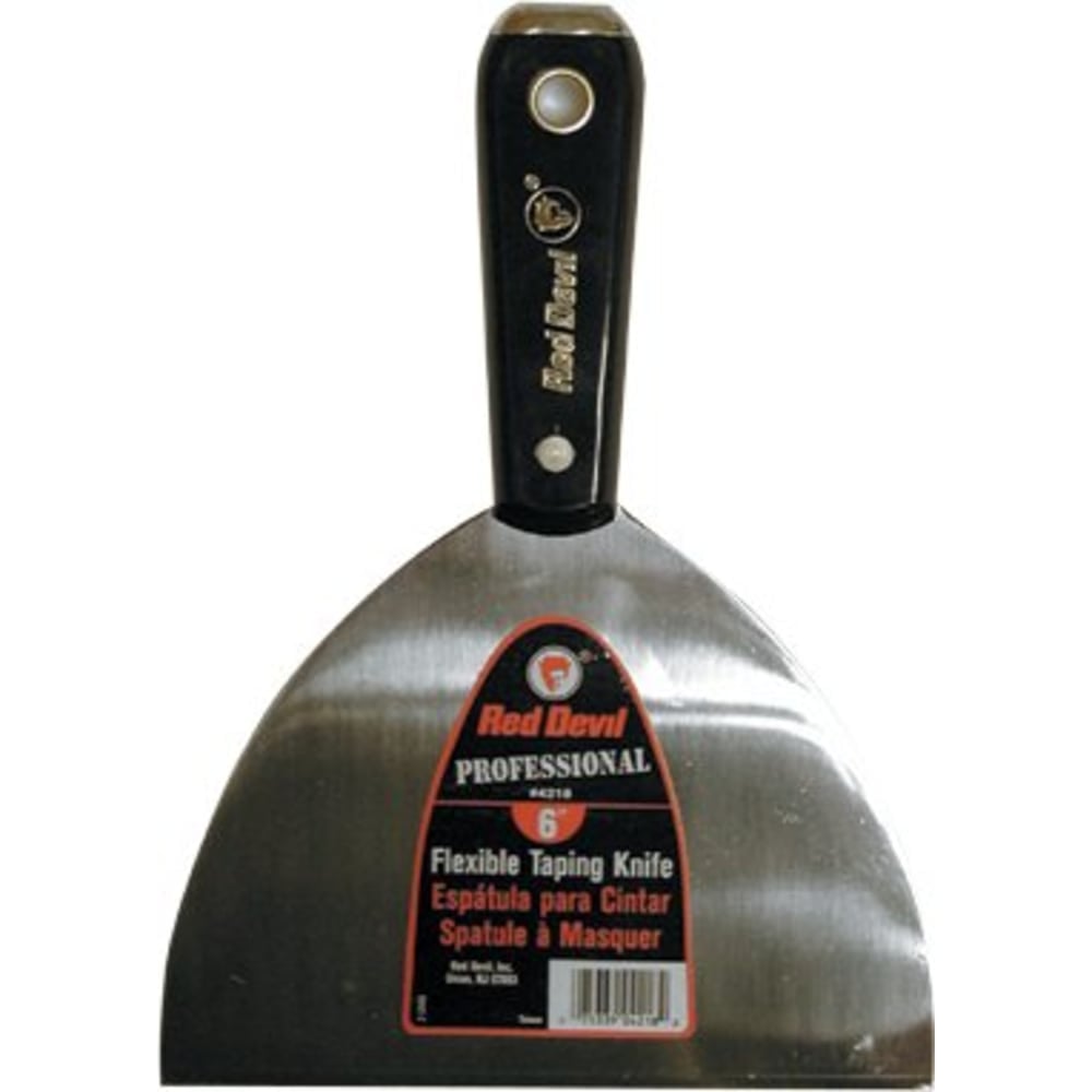 Red Devil 4200 Pro Series Taping Knife, Steel, 6in Width, Flexible MPN:630-4218