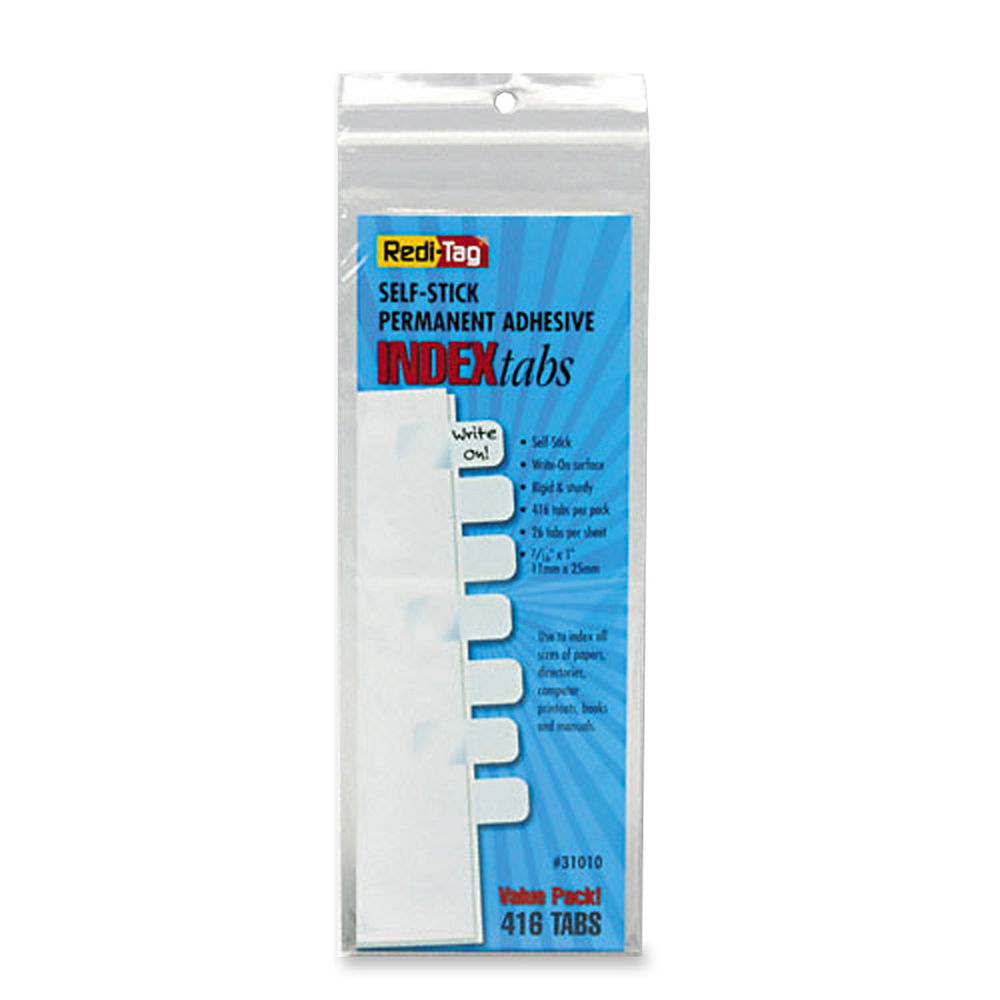 Redi-Tag Permanent Index Tabs, Blank, White, Pack Of 12 (Min Order Qty 6) MPN:31010