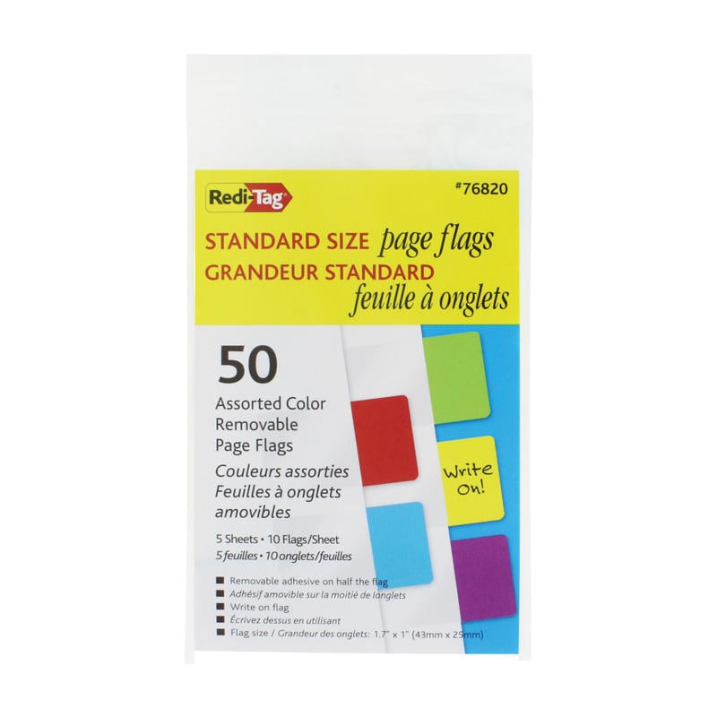 Redi-Tag Standard Page Flags, Assorted Colors, Pack Of 50 (Min Order Qty 26) MPN:76820