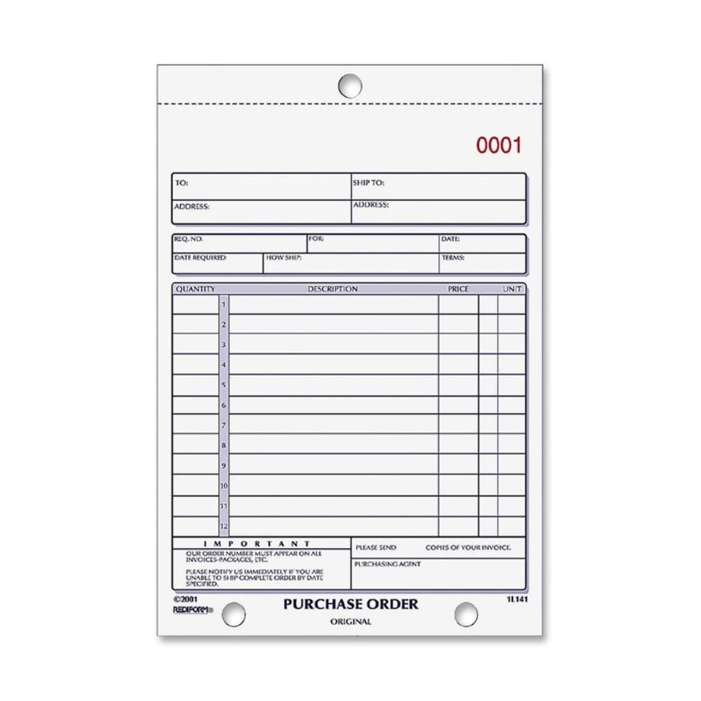 Rediform 2-part Carbonless Purchase Order Book - 50 Sheet(s) - 2 Part - Carbonless Copy - 5.50inx7.87in Sheet Size - 1L140 MPN:1L140