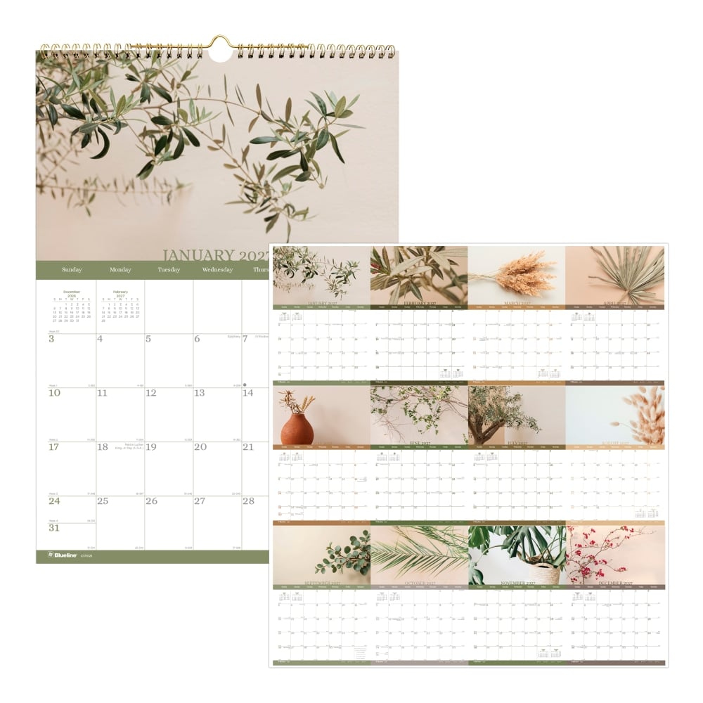 2027 Blueline Colorful Monthly Wall Calendar, 12in x 17in, Minimalist, January To December, C173121, Total Qty 1 MPN:C173121-27