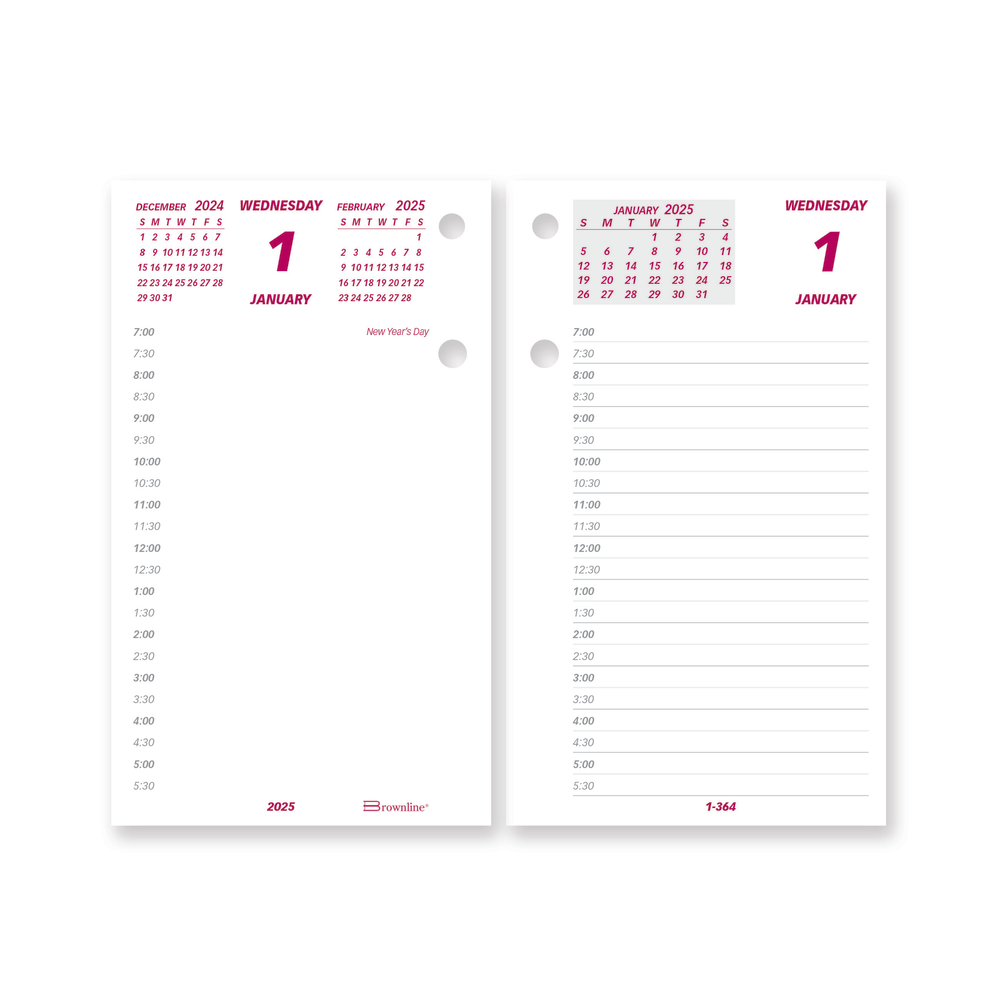 2025 Brownline Daily Desk Calendar Refill, 6in x 3-1/2in, Burgundy/White, January To December, C2R MPN:C2R-25