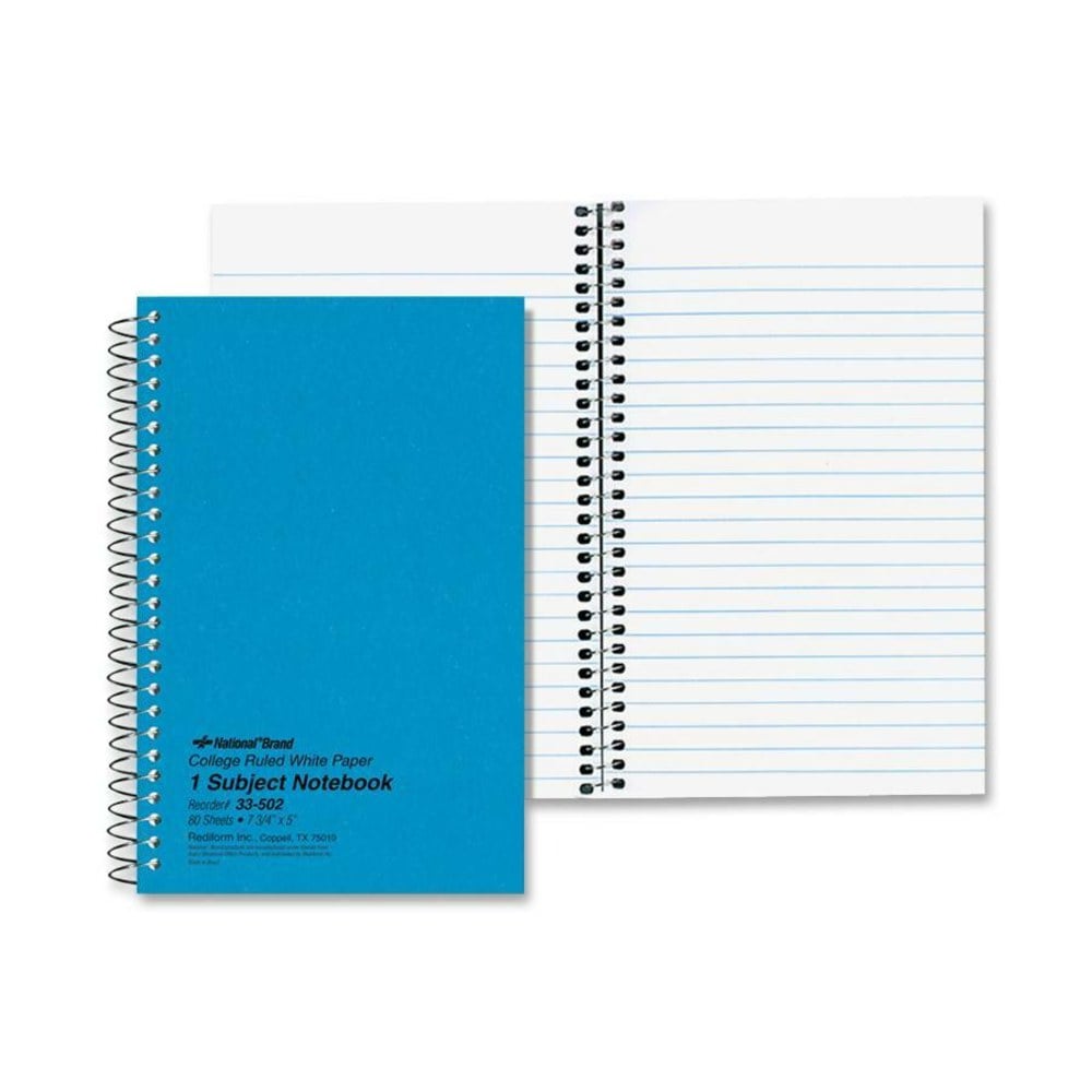 Rediform Kolor-Kraft Notebook, 5in x 7-3/4in, 1 Subject, 80 Sheets, Blue (Min Order Qty 24) MPN:33502