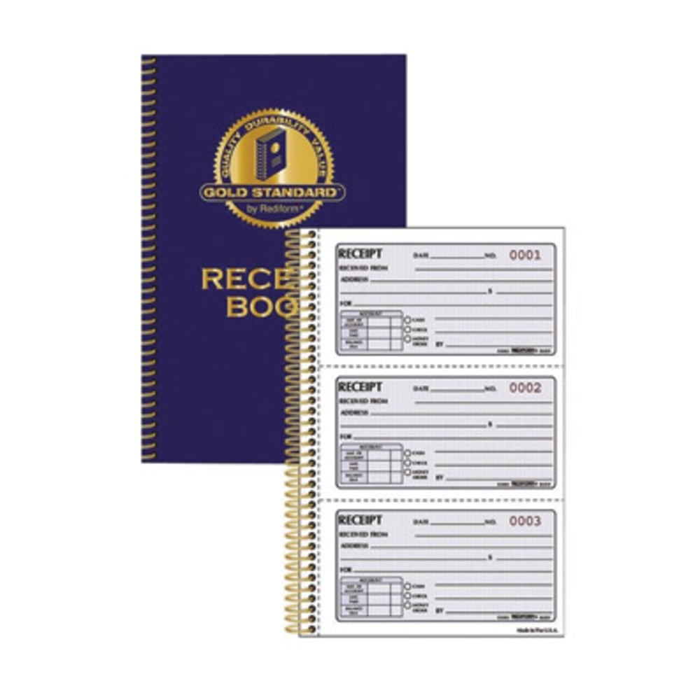 Rediform Gold Standard Receipt Book, 2-Part, Carbonless, 5 1/2in x 8 1/2in, 225 Sheets (Min Order Qty 4) MPN:RED8L829